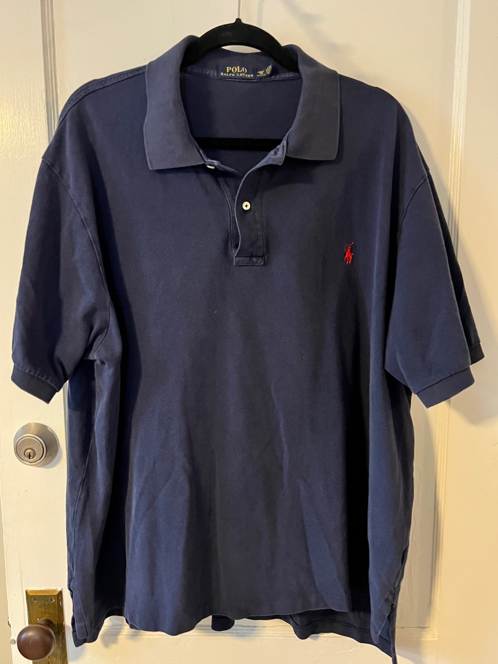 VINTAGE Polo Ralph Lauren Navy Short-Sleeve Polo Red Pony Y2K Preppy Streetwear